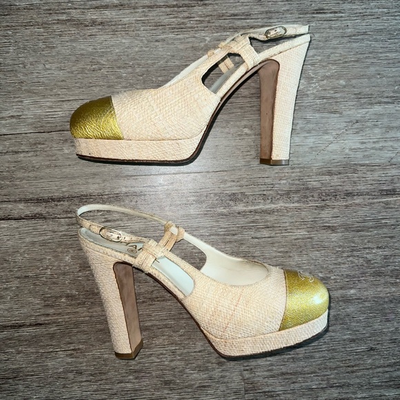 Vintage CHANEL Slingback Platform Heel Size 41 - Picture 7 of 9